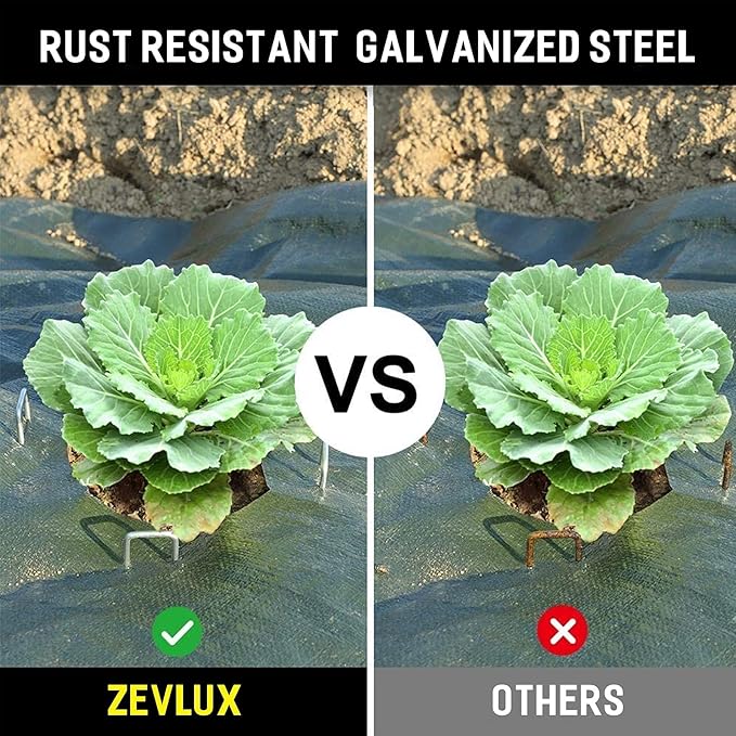 50pcs 6 Inch Garden Landscape Staples 11 Gauge Galvanized Lawn Stakes, Heavy Duty Sod Pins for Fences, Lawns, Weed Barriers, and Landscape Fabrics, Netting, Irrigation Hose, Floor Mats