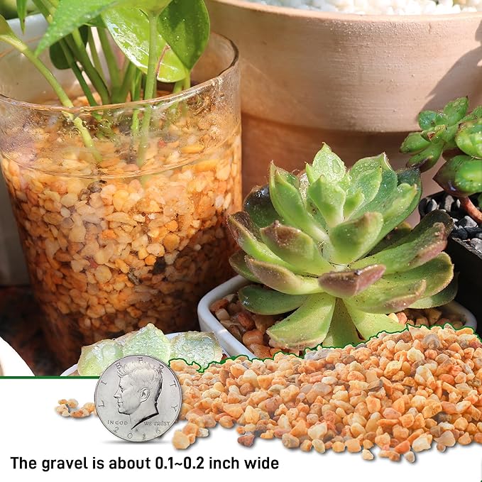 45LB Aquarium Gravel Mix Rocks for Succulent,Cactus Bonsai DIY, Gravel for Terrarium, Fairy Gardening, Top Dressing （6mm-8mm）