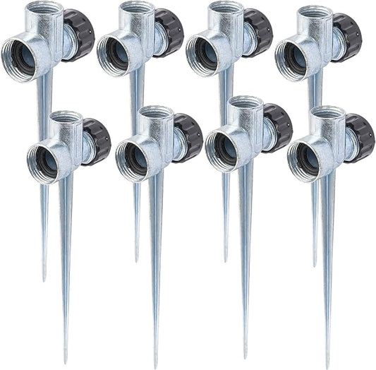 Hourleey 8 Pack 1/2 inch Zinc Alloy Lawn Sprinkler Spike Base, Water Flow Thru Sprinkler for Yard, Lawn, Garden and Grass Irrigation