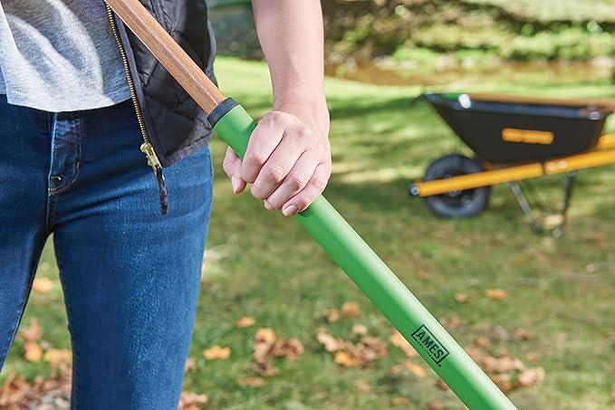 AMES 20201033 Steel Tine Leaf Rake with Hardwood/Steel Handle, 22 Tines