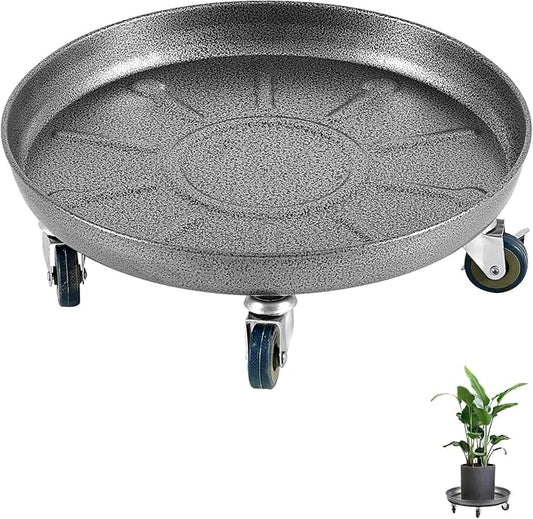Heavy Duty Plant Caddy with Wheels 12 Inch, 360° Caster, Outdoor Rolling Plant Dolly That is Not Easily Rusted, Indoor Metal Plant Cart with Rollers, Plant Pot Trolley, Silver 2 Pack