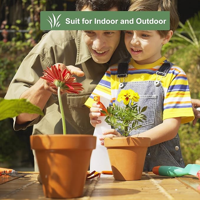 6 inch Clay Pots for Plants with Saucer, Large Terra Cotta Plant Pots with Drainage Hole, Flower Pots with Tray, Terracotta Pots for Indoor Outdoor Plant - Pack of 4 Planters