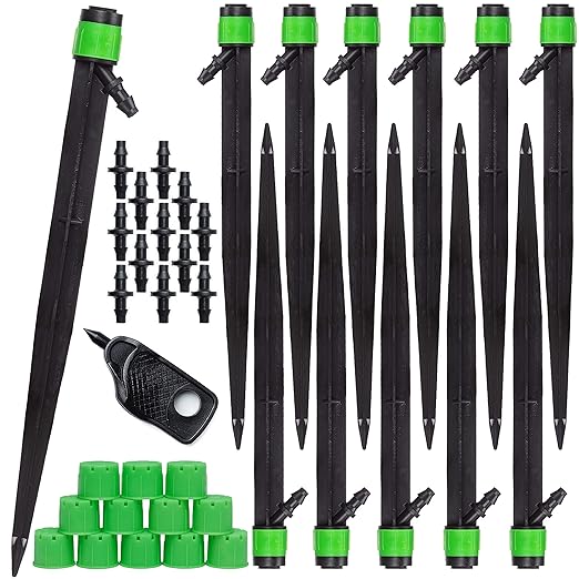 CARPATHEN 12pcs Drip Irrigation Emitters - Compatible with ¼ inch Drip Irrigation Tubing - 360 Degree Adjustable Flow Garden Irrigation Drippers for Drip Irrigation System - Spare Parts Included