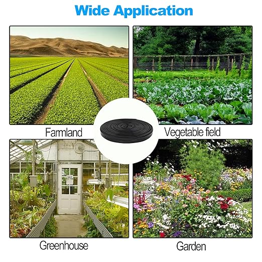 100 ft 5/8" Drip Tape Emitter Spacing 6" Irrigation Tape Drip Line Automatic Irrigation Equipment for Garden Irrigation Patio Wall Thickness : 8 mil Emitter Flow : 0.53 GPH Drip Tape Irrigation System