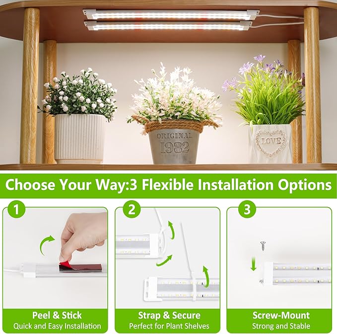 FOXGARDEN Dual-Row Grow Lights for Indoor Plants, 240 LEDs Grow Light Strip Full Spectrum, Plant Lights for Indoor Growing with 4/8/12H Timer, 10 Dimmable, Dual-Row LEDs Plant Grow Light, 2 Pack