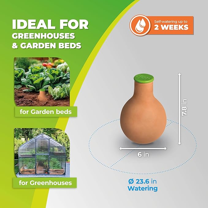BioGreen Plant Self-Watering System Hydro MAX S | 0.3 gal | Irrigation Ø 23.6 in | Olla Made of Fired Clay | Environmentally Friendly | Terracotta