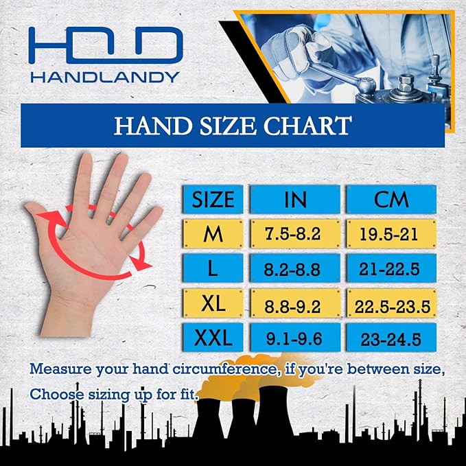 HANDLANDY Men Leather Gardening Gloves, Utility Work Gloves for Mechanics, Construction, Driver, Dexterity Breathable Design