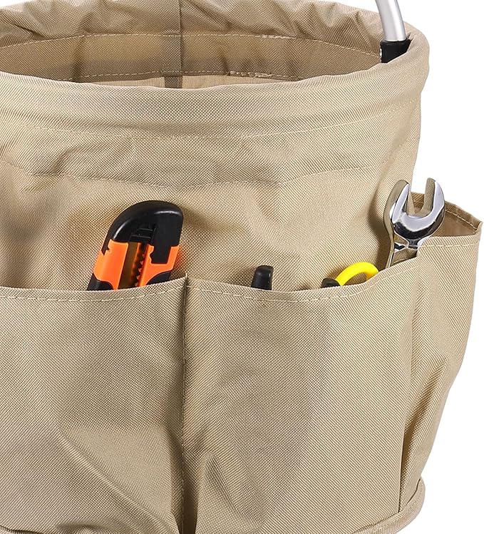 HARFINGTON Garden Tool Bag 17L Large Oxford Waterproof with Pockets Garden Tote Bag Gardening Plant Tool Organizer Storage Carrier Store for Outdoor Women Men, Khaki