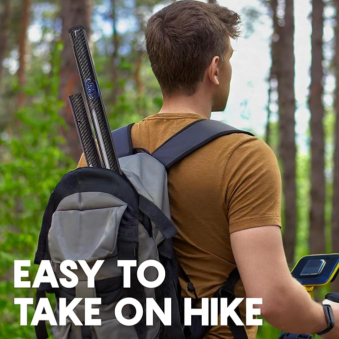 CKG Metal Detector Shovel Travel Carbon Handle Total Length 45.5' Diam 1.1 for Scoop Shovel, Universal Lightweight Pole for Beach Metal Detecting Digging Tools – Black/Travel Size