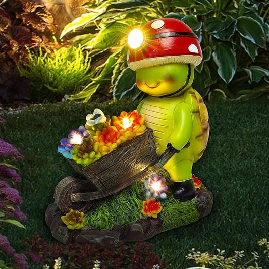 Solar Light Turtle Outdoor Garden, Turtle Solar Light for Yard Patio Decor 4 LED Solar Powered Lighting Outside Light Up Turtle Garden Statue Gardening Gift for Women Cute Decor