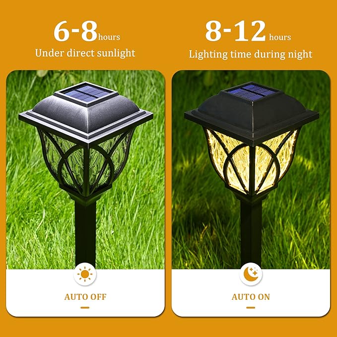 GIGALUMI Solar Lights Outdoor Waterproof, 8 Pack LED Solar Garden Lights, Solar Lights for Outside, Garden Decor for Yard, Patio, Landscape, Planter, Walkway (Warm White)