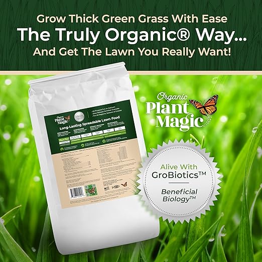 Organic Plant Magic - Truly Organic™ Slow Release Granular Lawn Fertilizer: Best Fertilizer for Grass, Bermuda, St. Augustine, Yard & Lawn Care - Grass Fertilizer Granules (20 Lb)