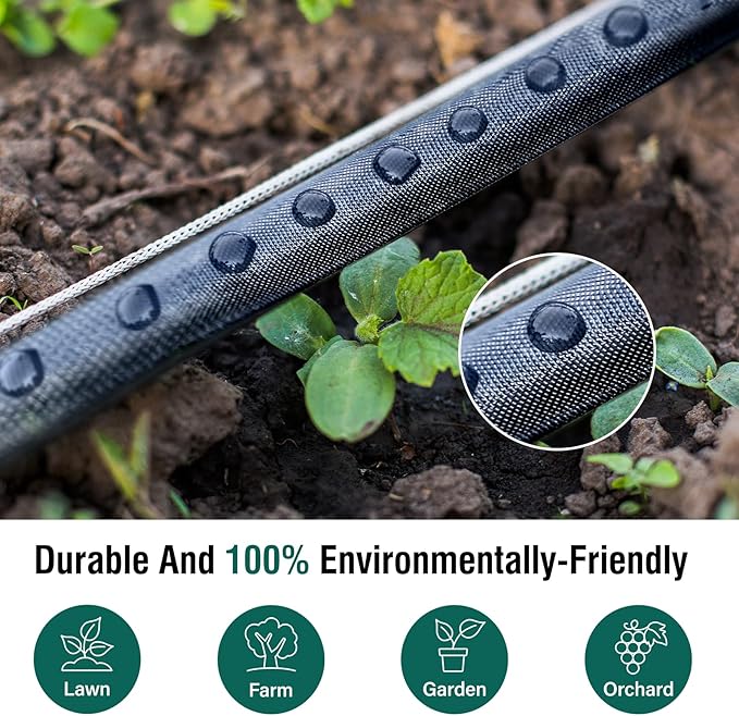 Soaker Hose 50ft for Garden Beds, Drip Irrigation Hose Saves 80% Water, Leak Proof Sprinkler Hose For Garden, Lawn, Flower Bed, Vegetable Field (50FT)