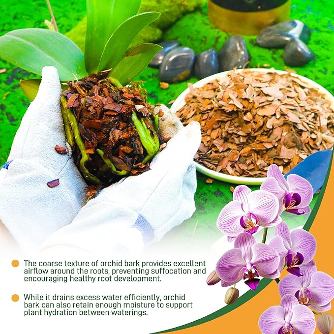 29qt Orchid Bark Horticultural Grade- Natural Mulch for Potted Plants, Root Development of Orchid Plants and Garden Soil Amendment Mix