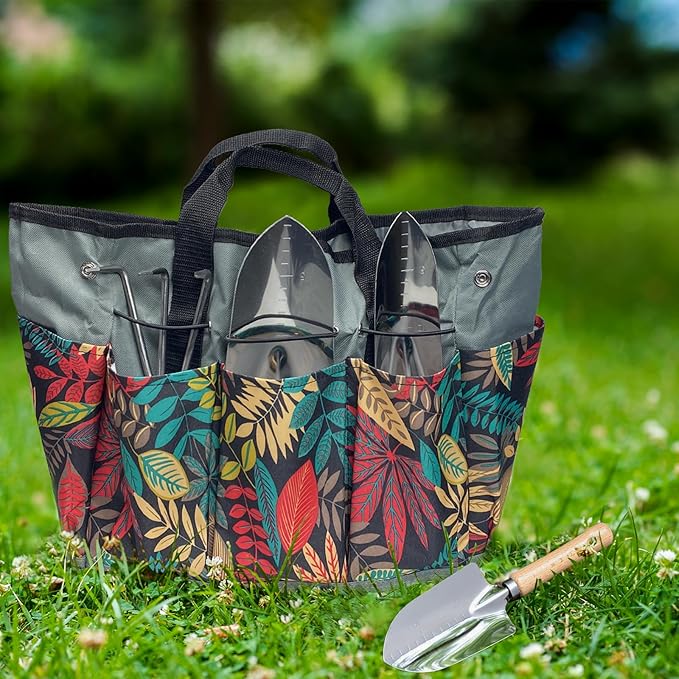 Gardening Tool Set of 8 PCS Stainless Steel Garden Tool Set with Garden Tool Bag Gardening Hand Tools,Ideal Gardening Gifts for Men and Women