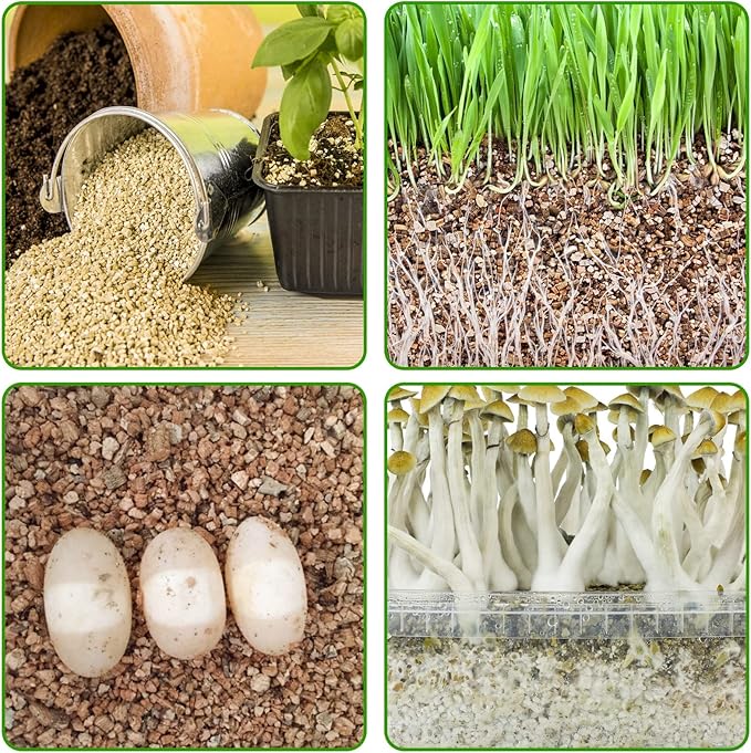 Halatool 4 QT Horticulture Vermiculite Professional Soil Addictive Coarse Grade Vermiculite for Plants Gardening Mushrooms Seed Starting Cat Grass