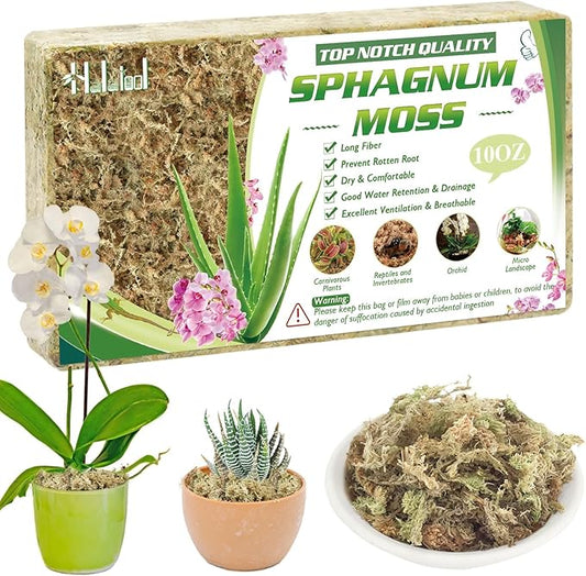Halatool Sphagnum Moss for Potted Plants, Natural Swamp Moss for Orchid Succulent Carnivorous, Dried Long Fiber Sphagnum Moss for Moss Pole, 100% Natural Moss Bulk (10oz, 14QT, 284G)