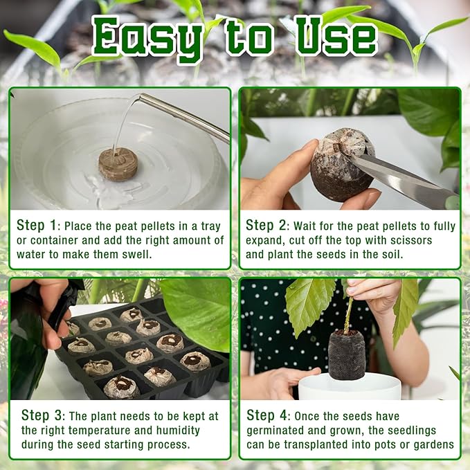 Halatool 200 Pcs 30mm Peat Pellets Block Potting Soil for Seedlings, Compressed Garden Soil Seed Starter Nutrient Peat Pods for Starting Seeds, Planting Flowers, Vegetables, Herbs