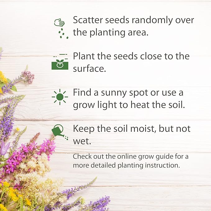 HOME GROWN 90,000+ Wildflower Seeds - Bulk Perennial Wild Flower Seeds Mix - 3oz Flower Garden Seeds for Attracting Bees, Birds & Butterflies - 24 Variety Plant Seeds for Outdoor Garden