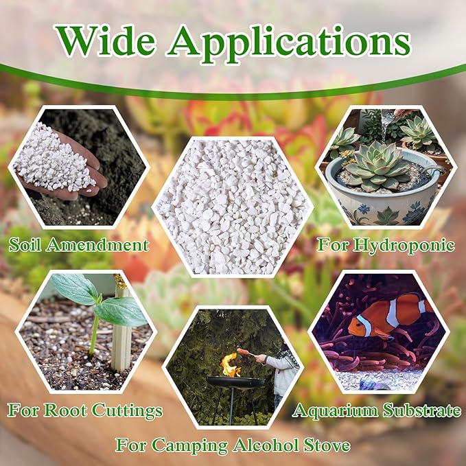 Halatool 15 QT Perlite 3-6 mm Horticultural Organic Perlite Bulk for Plants Natural Potting Soil Mix Additive for Indoor & Outdoor Planting