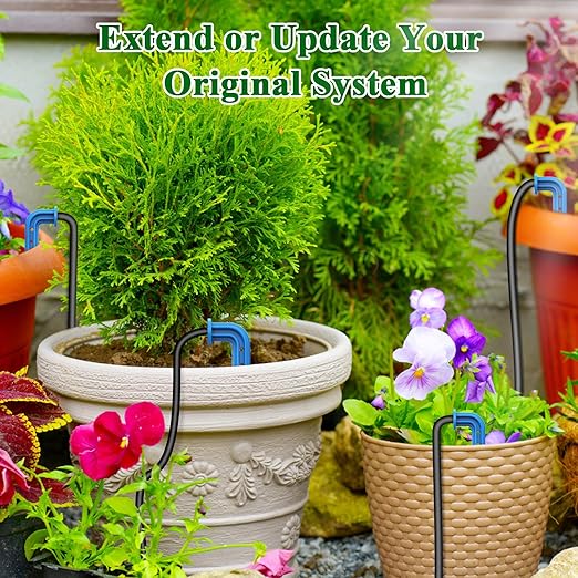 Automatic Irrigation Accessories Contain 10 Meter Irrigation Hose,10 Irrigation Drippers,10 Tees and Filter for Garden Plant Irrigation,Expansion Irrigation Kits for Solar Irrigation System