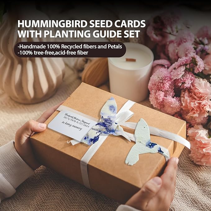 24pcs Hummingbird Seed Paper – Plantable Wildflower Packets for Weddings, Gifts, & Life Events (24 Hummingbird)