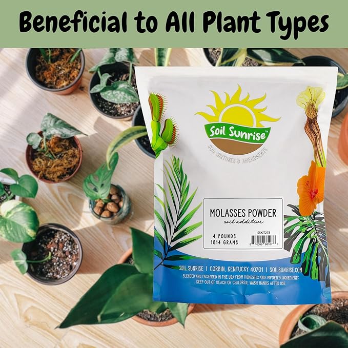 Dry Horticultural Molasses Powder (4 Pounds), Indoor/Outdoor Gardening Soil Amendment for Plants