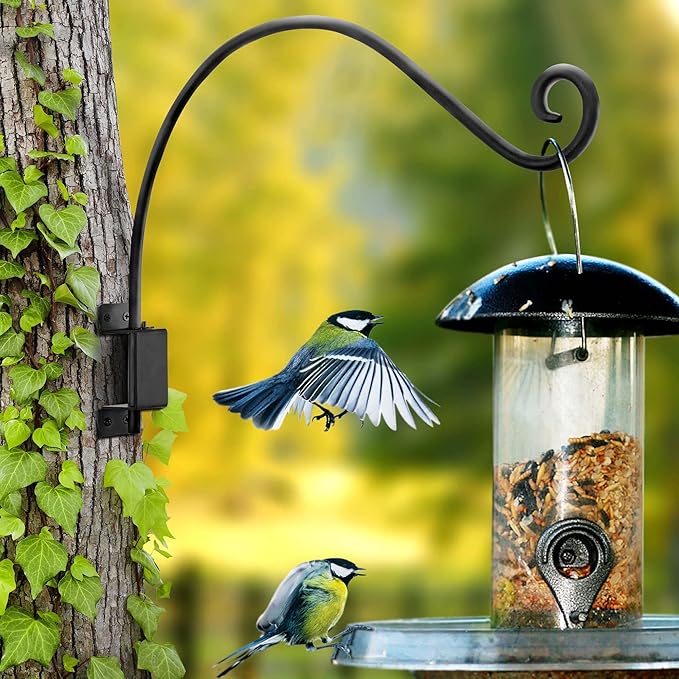 Swivel Hanging Plant Bracket Outdoor: Long Swivel Bird Feeder Hanger Bracket for Tree - Wall Mount Swivel Hook for Hummmingbird 22Inch