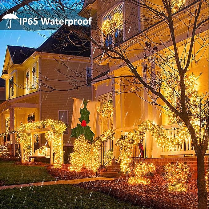 Solar Christmas Lights Outdoor, 33ft 100 LED Solar Fairy String Lights 8 Modes Waterproof Xmas Lights for Garden, Patio, Home, Party, Wedding, Holiday, Tree, Bush, Wreath, Outdoor Decor (Warm White)