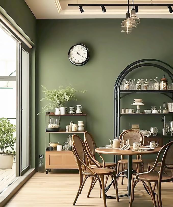 Dimoon 236''x17.7'' Green Peel and Stick Wallpaper Contact Paper Modern Self Adhesive Wall Paper Removable Renter Friendly Textured Solid Color Shelf Cabinet Vinyl Roll (236''x17.7'',Olive Green)