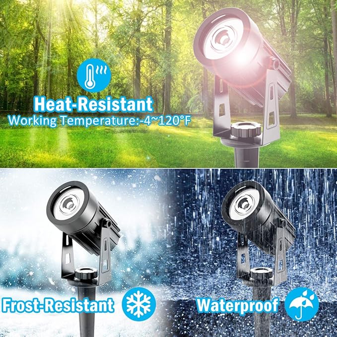 T-SUNUS Solar Spot Lights Blue - Outdoor Wall Lights with 9.8ft Cable, IP65 Waterproof, Separated Solar Panel for Yard, Driveway, Pathway, Pool, Tree, Patio Landscaping