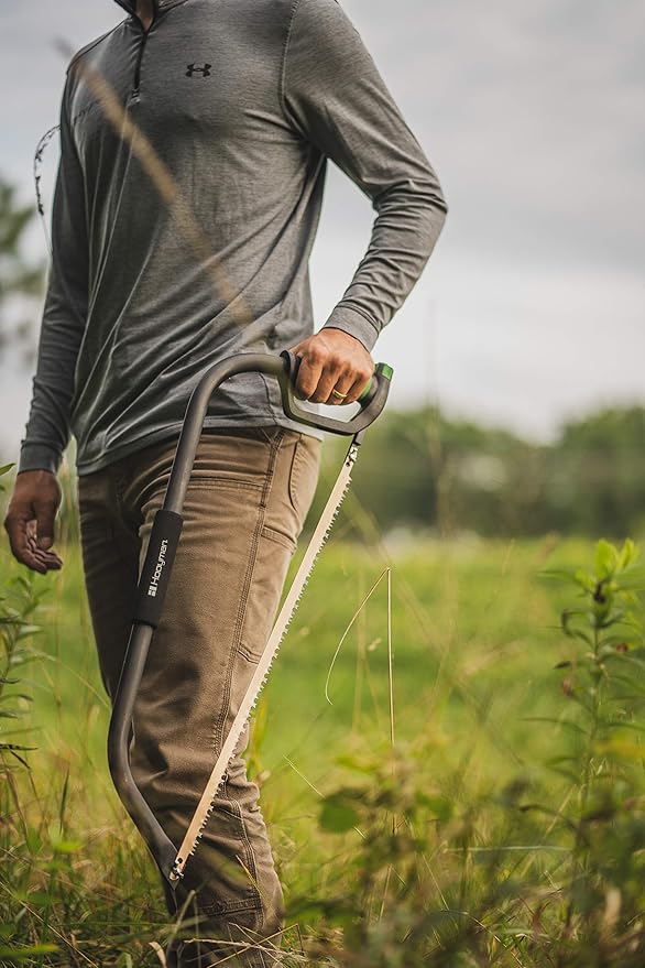 Hooyman Bow Saw with Heavy Duty Construction, Ergonomic No-Slip H-Grip Handle, Impulse-Hardened Teeth, SK5 Steel Blade, and Blade Tension Knob for Land Management, Yard Work, Gardening, and Outdoors