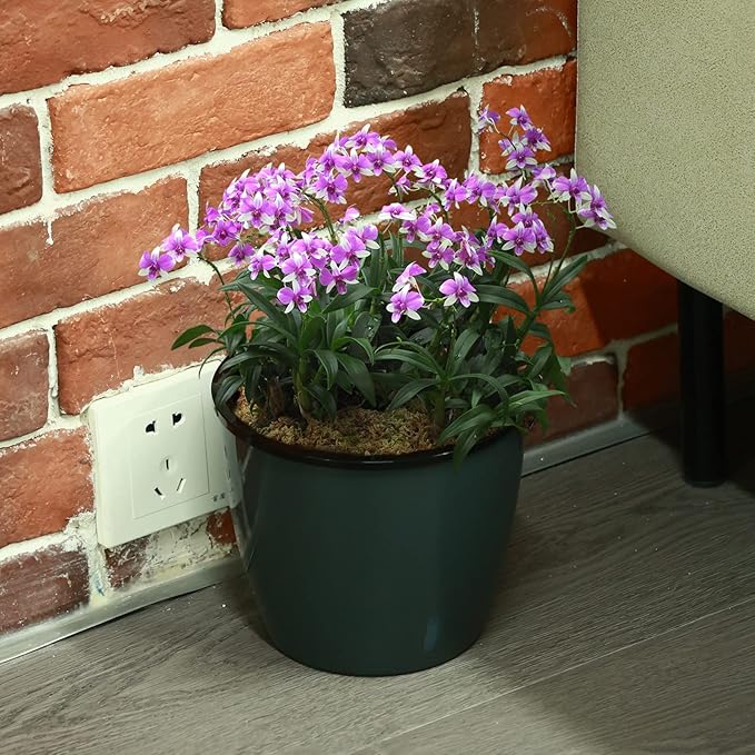 Planterhoma 6.7 Inch Self Watering Pots for Indoor Plants, 6 Packs African Violet Pots with Water Indicator and Black Wick Pots, Self Watering Planters for Devil's Ivy, Indoor Plant Pots, Grey Gold