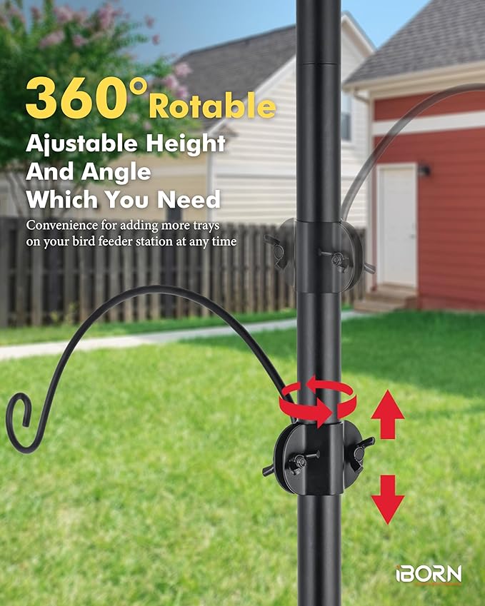 iBorn Bird Feeders Hangers for 1” Pole Stand Station Outdoor Hanging Hooks for Humming Bird Feeders for Outside Plant Hanger Hook Bracket Kit 12.2 Inch Long Metal Hooks for 1 Inch Pole, Pack of 4