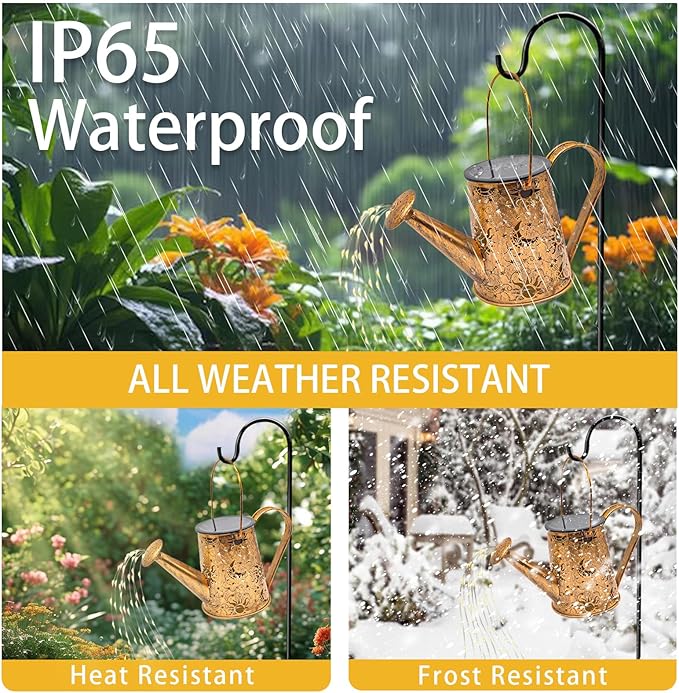 Solar Garden Lights Outdoor, Solar Watering Can Lights Garden Decor Gifts for Grandma Mom, Sun Moon Waterproof Hanging Lantern with String Lights, Yard Decoration for Patio Porch Lawn Backyard Pathway