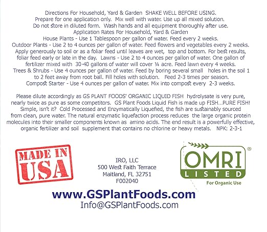 Organic Hydrolyzed Liquid Fish Fertilizer by GS Plant Foods (1 Gallon)