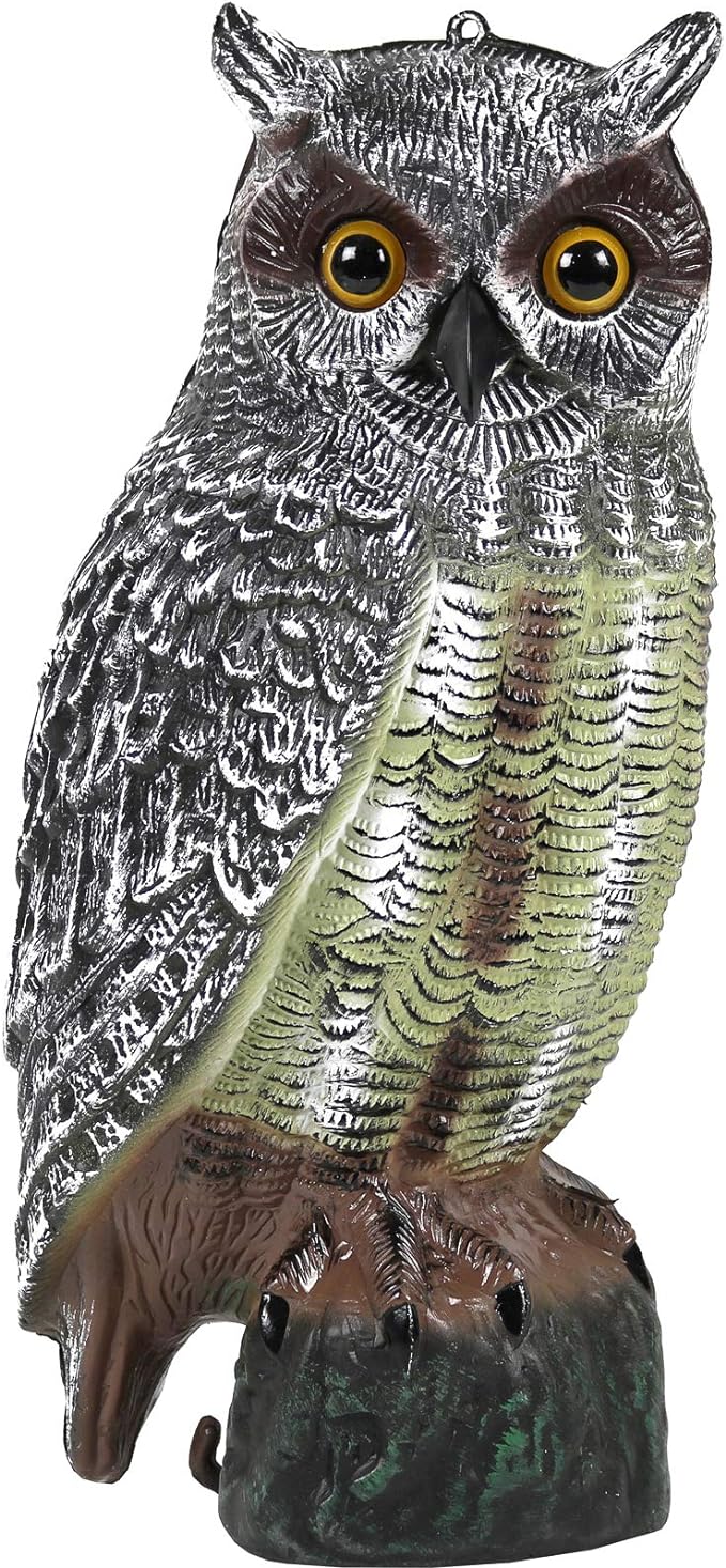 Galashield Owl Decoy | Plastic Owls to Scare Birds Away | Owl Statue for Garden & Outdoors 16.5" Tall