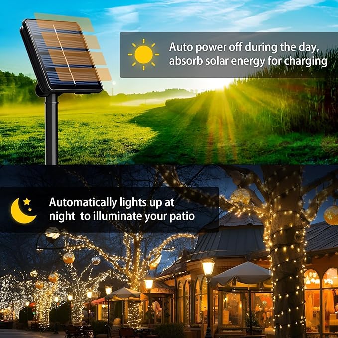 6 Pack Solar String Lights Outdoor, 600 LED Extra-Long 236Ft Solar Lights Outdoor with 8 Lighting Modes, IP65 Waterproof for Garden, Patio, Xmas, Balcony, Tree, Wedding, Party Decor (Warm)