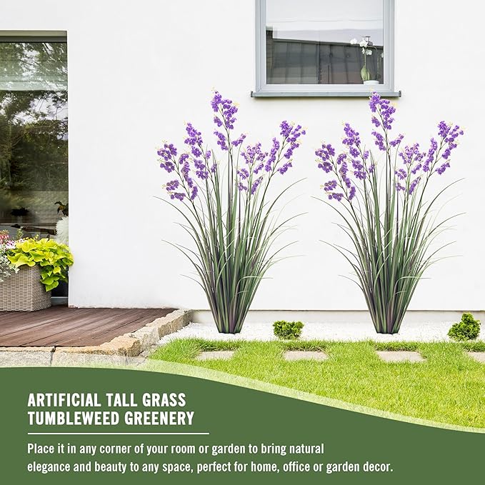 Green Onions Home Decor Fake Plants Lily of The Valley Snake Plant Home DéCor Accents Artificial Grass Room Decor Artificial Plants Indoor Artificial Grass 47“ 1 Pack（Purple）