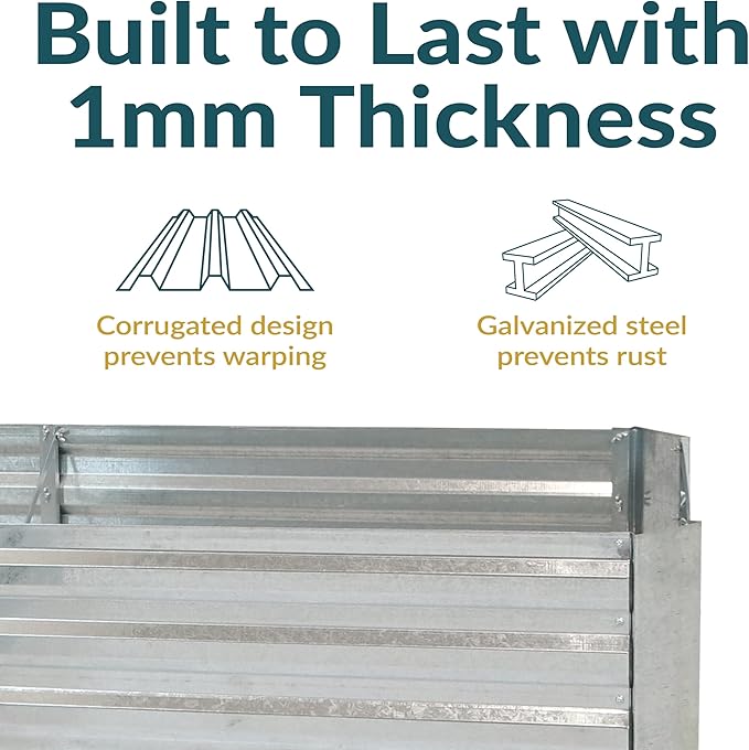 Sunnydaze 11.75" H Raised Metal Garden Bed - Galvanized Raised Garden Bed Outdoor for Vegetables and Flowers - Silver - L-Shaped