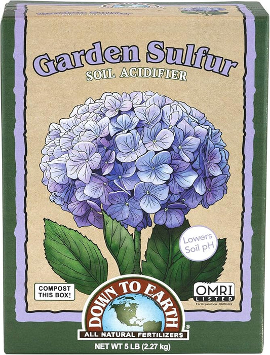 Down to Earth Garden Sulfur Soil Acidifier, 5 lb for Hydrangeas, Berries, Evergreens, Soil pH Adjuster
