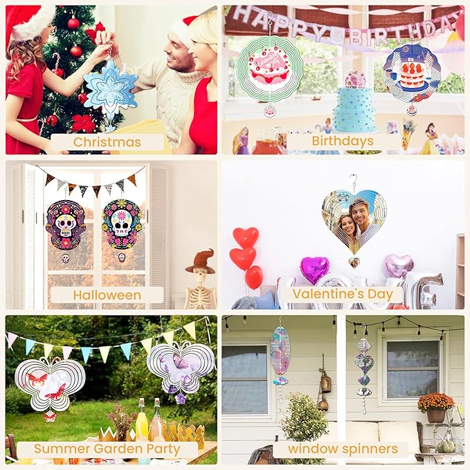 Sublimation Wind Spinner Blanks, 10 Pack 10 Inch 3D Aluminum Metal Hanging Wind Spinner Bulk for Garden Yard Outdoor, Window Porch Decoration for Heat Press Transfer DIY (6. Fish-10pcs)