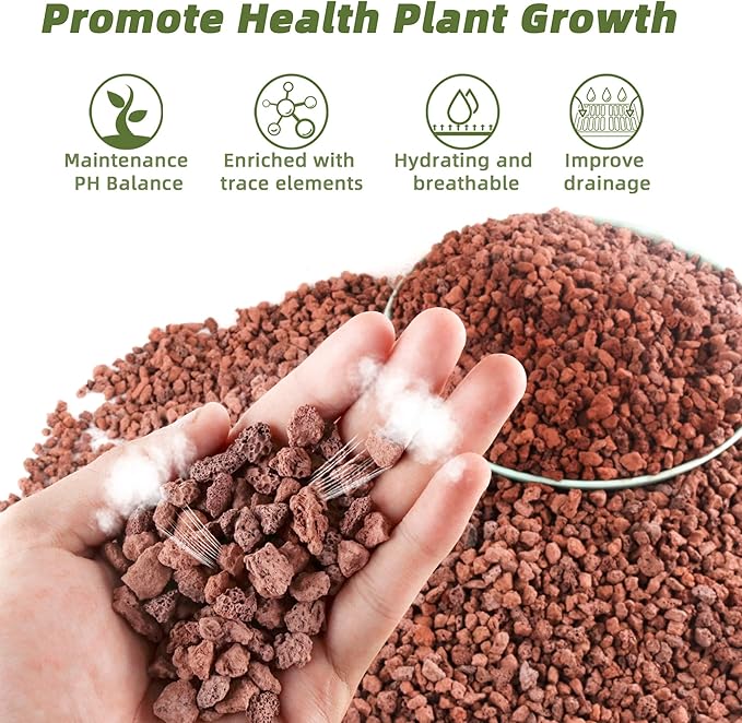 7LB Red Lava Rocks for Plants, Volcanic Rock Horticultural Lava Rock Soil for Landscaping Plants Drainage, Small Lava Rock Gravel for Succulents, Bonsai, Vase Fillers, Terrarium Plants, Top Dressing