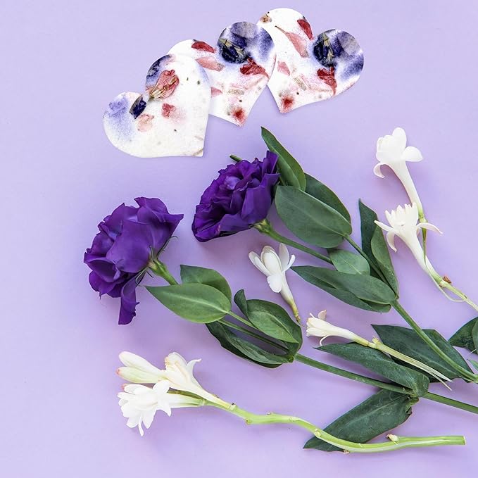 50 pcs Small Pink and Purple Hearts – Plantable Seed Paper for Weddings, Gifts, and Life Events (#56s)