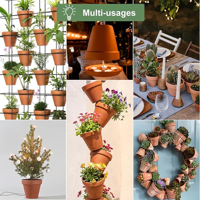 6 inch Clay Pots for Plants with Saucer, Large Terra Cotta Plant Pots with Drainage Hole, Flower Pots with Tray, Terracotta Pots for Indoor Outdoor Plant - Pack of 4 Planters