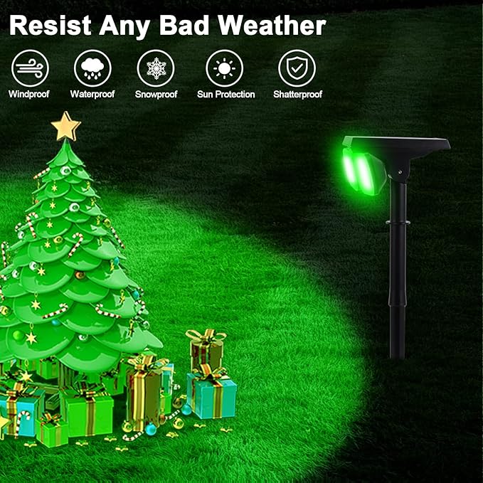 EMANER Outdoor Solar Spot Lights, Dusk to Dawn Solar Powered Landscape Spotlight Stay On, 5 Modes Super Bright Colorful Solar Stake Light for Exterior Halloween Christmas Decorations, 4-Pack
