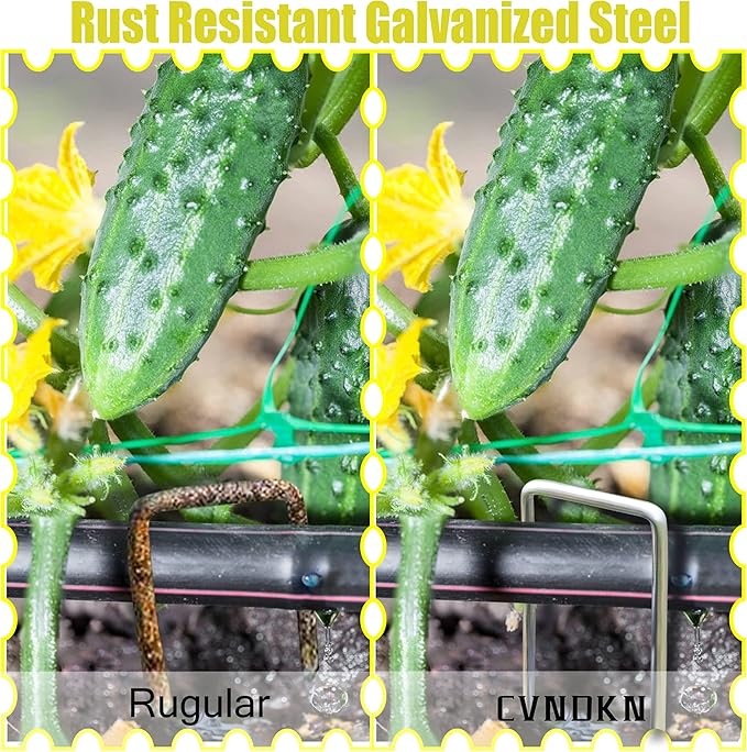 100 pcs 6 inch U-Shaped Landscape Staples and 100 pcs Fixing Gasket Sets, Garden Landscape Staples are Suitable for Outdoor Irrigation Hoses,Fixed Fences,Artificial Turf Nails and Tents.