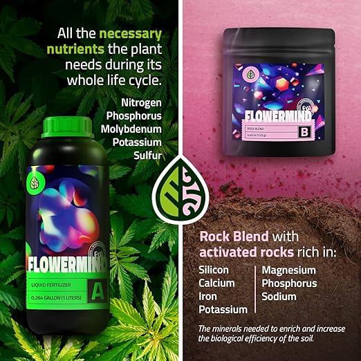 Vegan, Organic Liquid Fertilizer Kit| Biotechnology Fertilizer & Rock Dust, Longer Soil Enrichment | All-Purpose, Organic Liquid Plant Food for Vegetables, Plant| Indoor,Outdoor, 33 Fl.Oz +125g