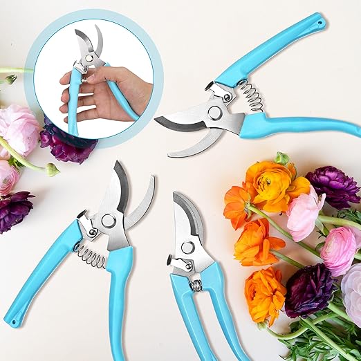 Chumia 30 Garden Flower Shears Pruning Scissors Heavy Duty Plant Scissors Trimming Garden Clippers Hand Tree Pruner for Yard Gardening Plants Hedge Flower Tree Cutting Secateurs (Blue)