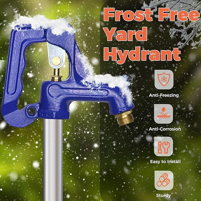 Frost Proof Yard Hydrant,4.25ft Frost Free Outdoor Faucet,Freeze Proof Outdoor Faucet 3/4" Pipe Connection,Frost Free Hydrant for Yard Garden Farm Pasture Irrigation,24" Bury Depth No Lead Hydrant